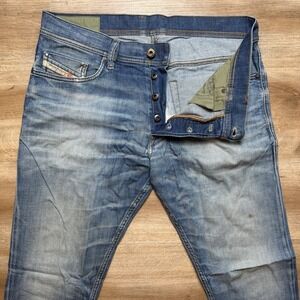 Diesel Jeans Men 32x30 Blue Tepphar Slim Carrot Stretch Denim Button Fly 0831D